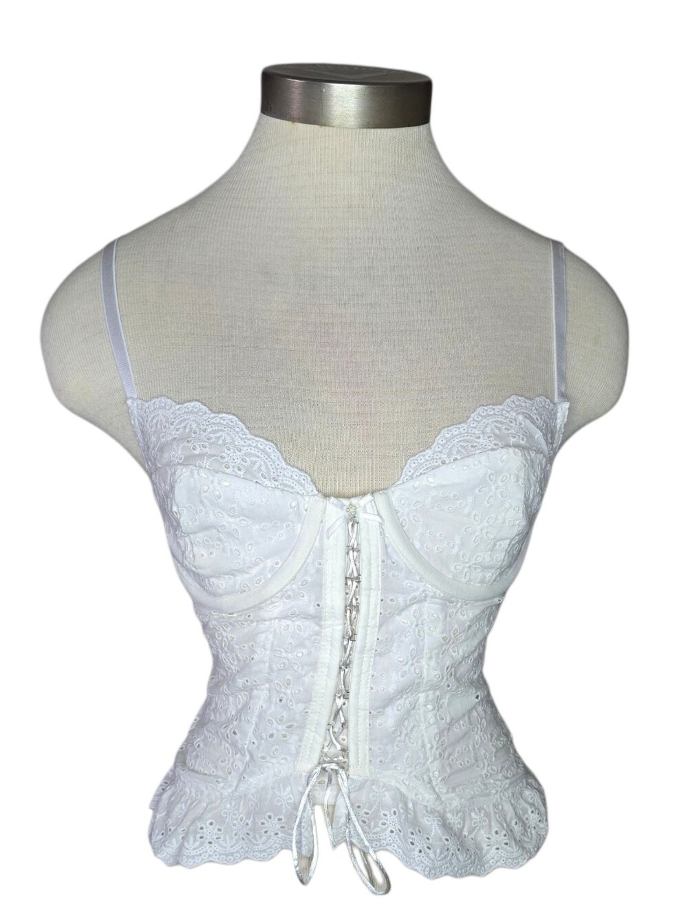 Sky To Moon White Lace Corset Tank Top – Size Small